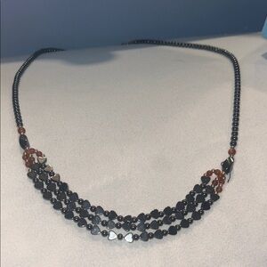 Elegant Black Heart Beaded Necklace